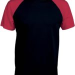 Tee-Shirt bicolore col rond manches courtes Homme brodé personnalisé coton - K330