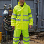 Ensemble de sécurité veste pantalon pochette de transport Unisexe haute visibilité imperméable bandes réfléchissantes brodé personnalisé polyester - 912.33 (R216X)