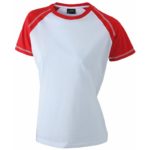Tee-Shirt bicolore col rond manches courtes Femme brodé personnalisé coton - JN011